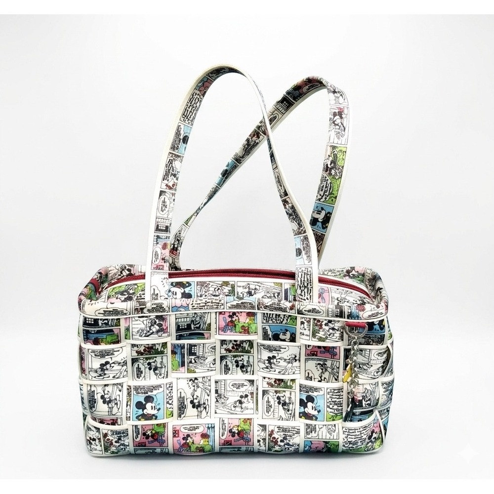 Harveys Disney Couture Mickey Mouse Comic Strip Seatbelt Woven Tote Bag Satchel